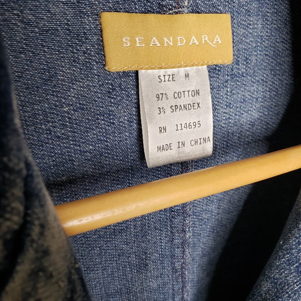 Seandara Vintage Denim medium wash with pockets long jacket size medium - Picture 9 of 12